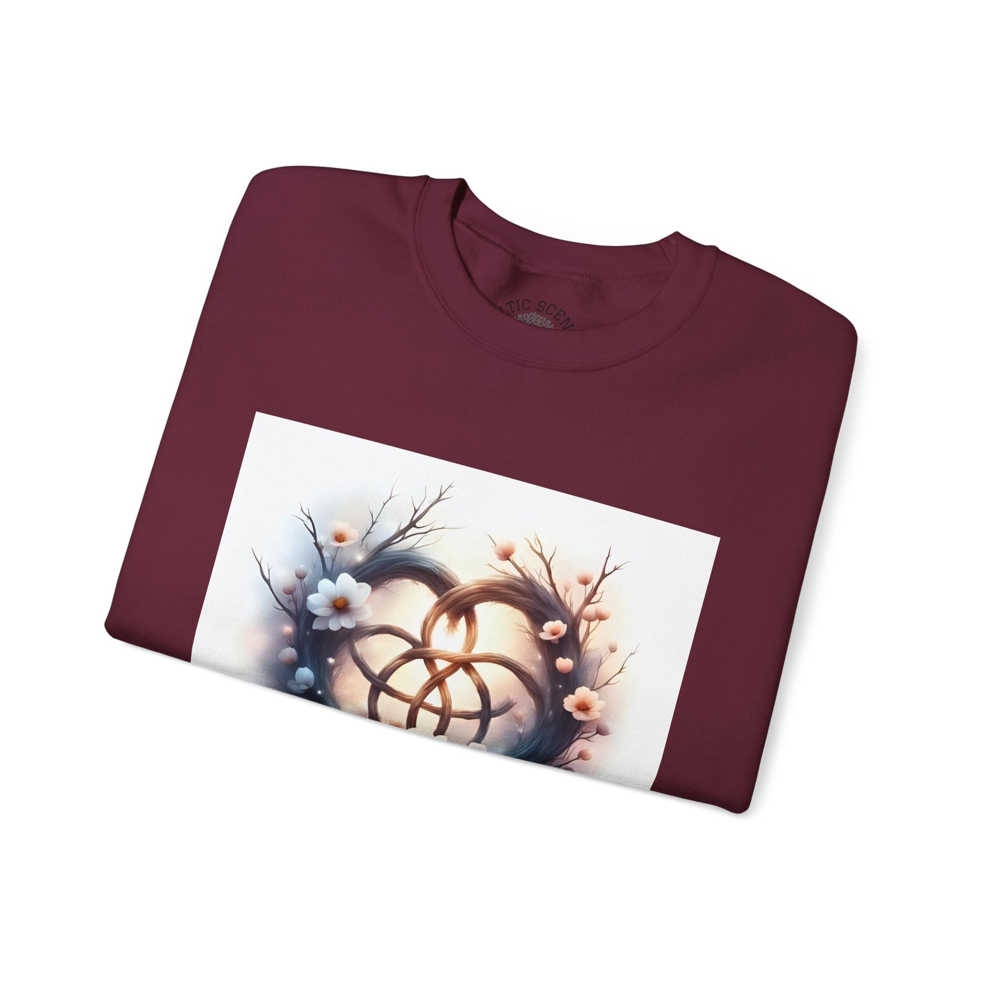 Floral Heart Crewneck Sweatshirt | Cozy Unisex Gift for Nature Lovers, Casual Wear, Spring Fashion, Eco-Friendly Style - Celtic Scents