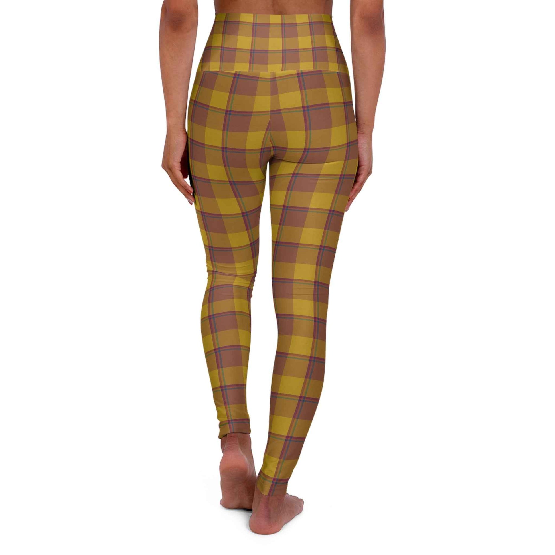 Plaid High Waisted Yoga Leggings, Comfortable Fitness Tights, Stylish Workout Gear, Activewear for Women, Autumn Fashion