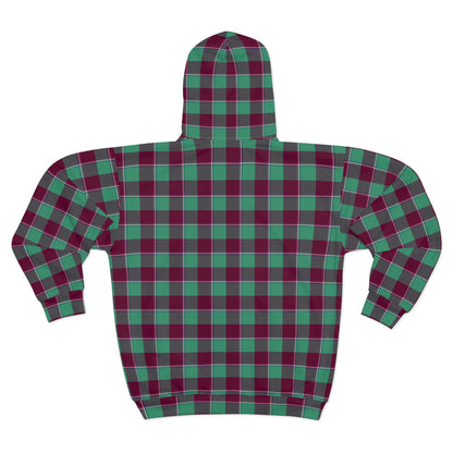 Plaid Unisex Zip Hoodie, Cozy Layering, Casual Wear, Gift for Him/Her, Fall/Winter Fashion, Outdoor Activities, Everyday Comfort - Celtic Scents