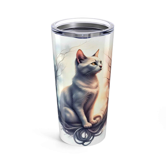 Elegant Cat-Themed 20oz Tumbler for Cat Lovers, Cute Pet Gift, Travel Mug, Coffee Cup, Cat Mom Merchandise