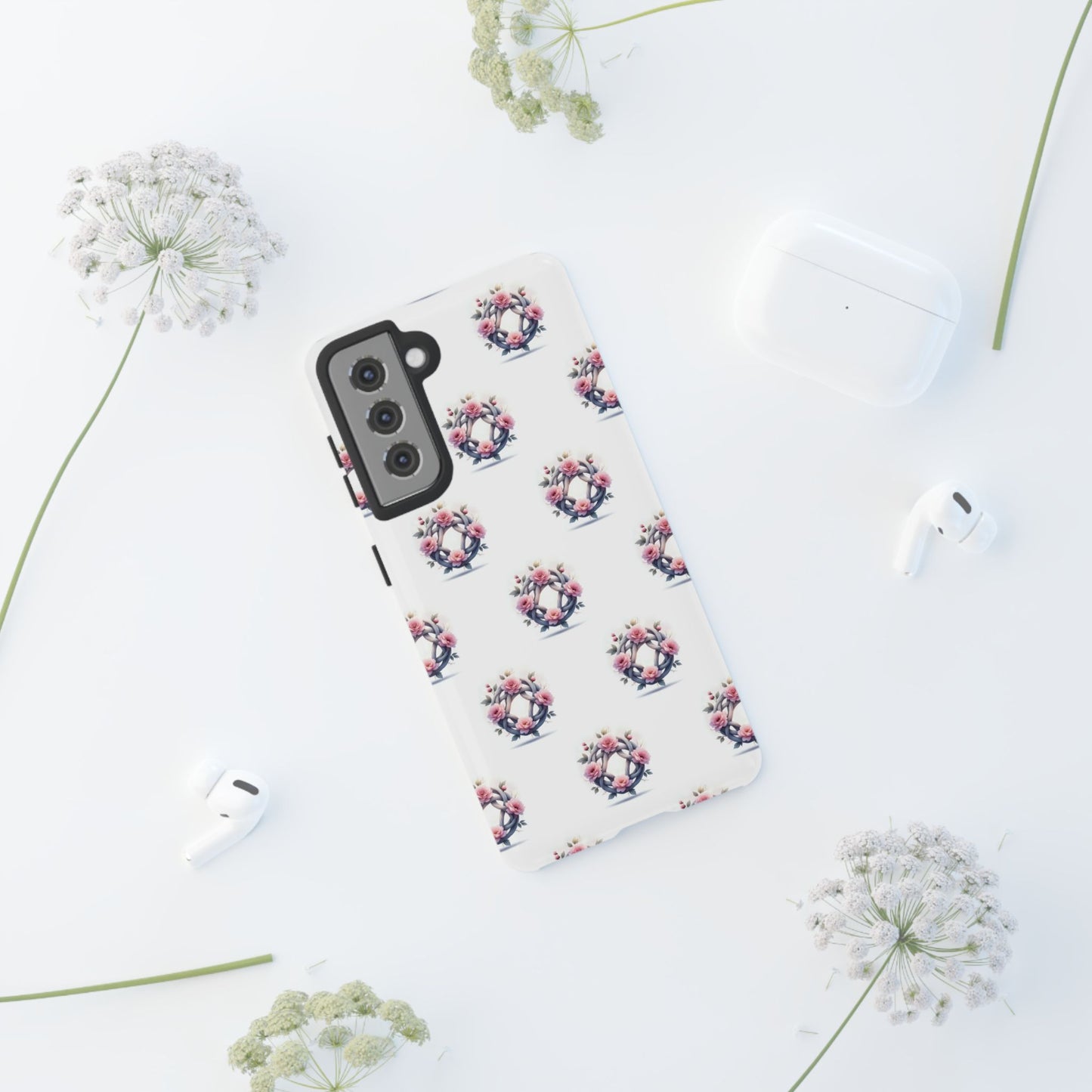 Floral Phone Case, Tough Cases for Women, Cute Celtic Knot Floral Design iPhone Cover, Gift for Her, Stylish Tech Accessories