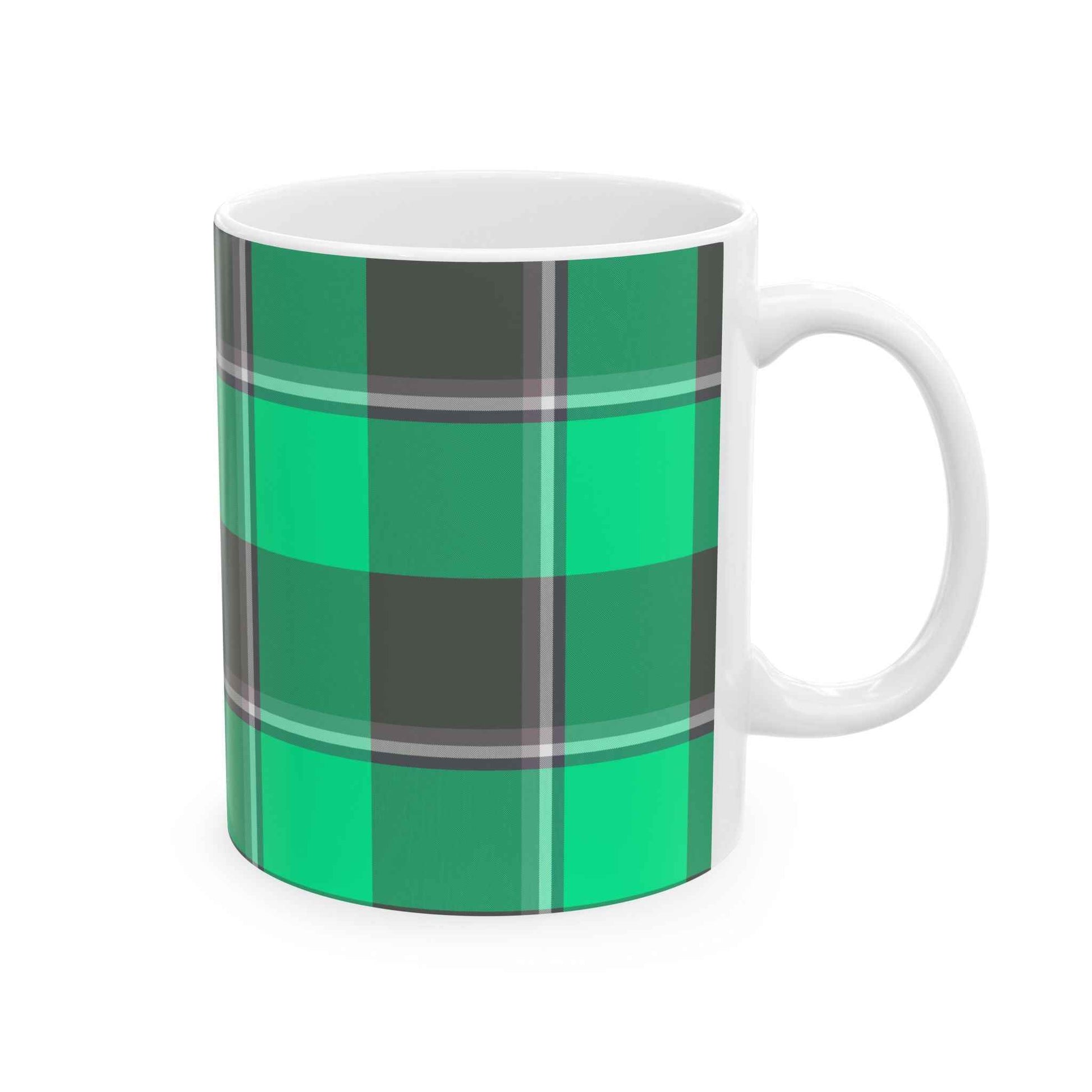 Personalized Plaid Ceramic Mug, Cozy Gift, Coffee Lover's Cup, Kitchen Decor, Holiday Drinkware