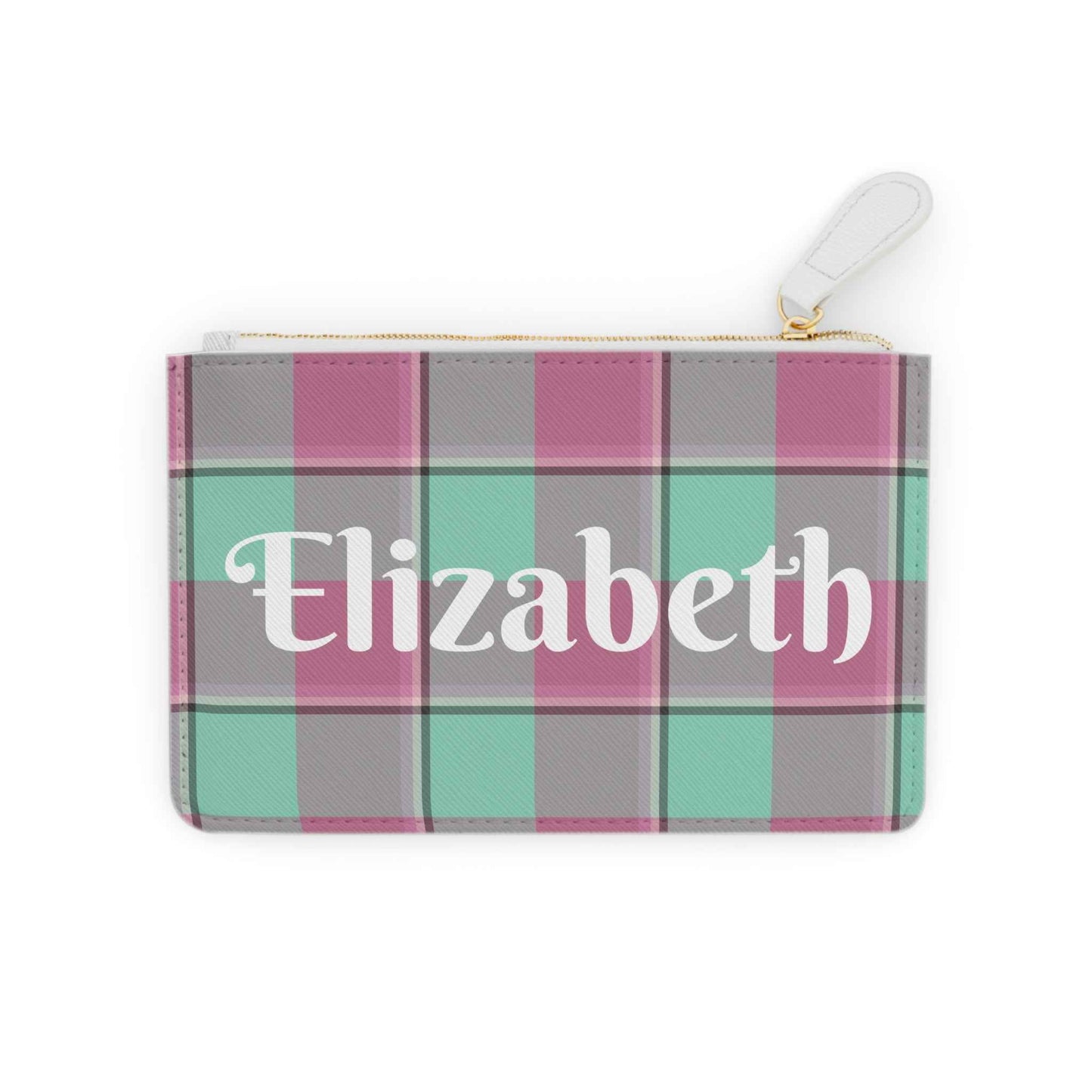 Personalized Plaid Mini Clutch Bag, Stylish Handbag, Gift for Her, Everyday Use, Travel Organizer, Makeup Pouch