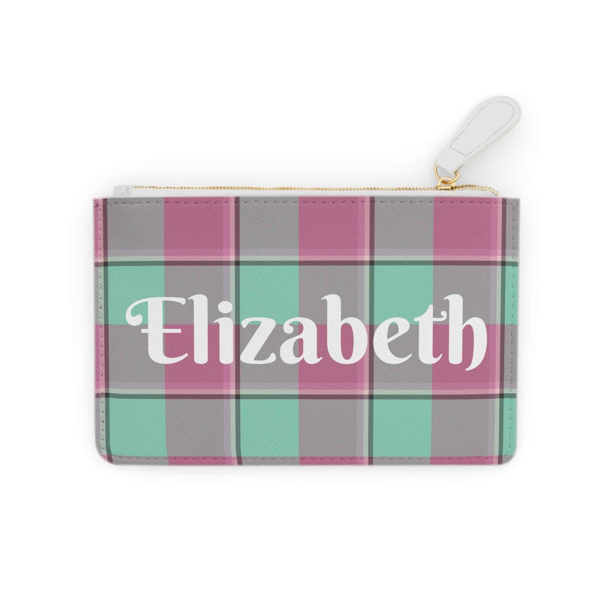 Personalized Plaid Mini Clutch Bag, Stylish Handbag, Gift for Her, Everyday Use, Travel Organizer, Makeup Pouch
