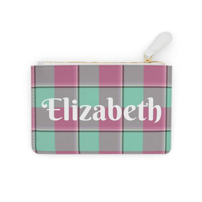 Personalized Plaid Mini Clutch Bag, Stylish Handbag, Gift for Her, Everyday Use, Travel Organizer, Makeup Pouch