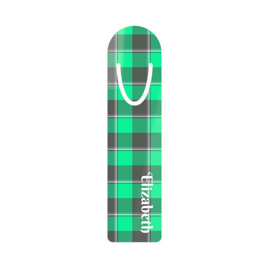 Personalized Plaid Bookmark, Custom Name Bookmark, Perfect Gift for Readers, Book Lover Accessories, Green Checkered Design - Celtic Scents