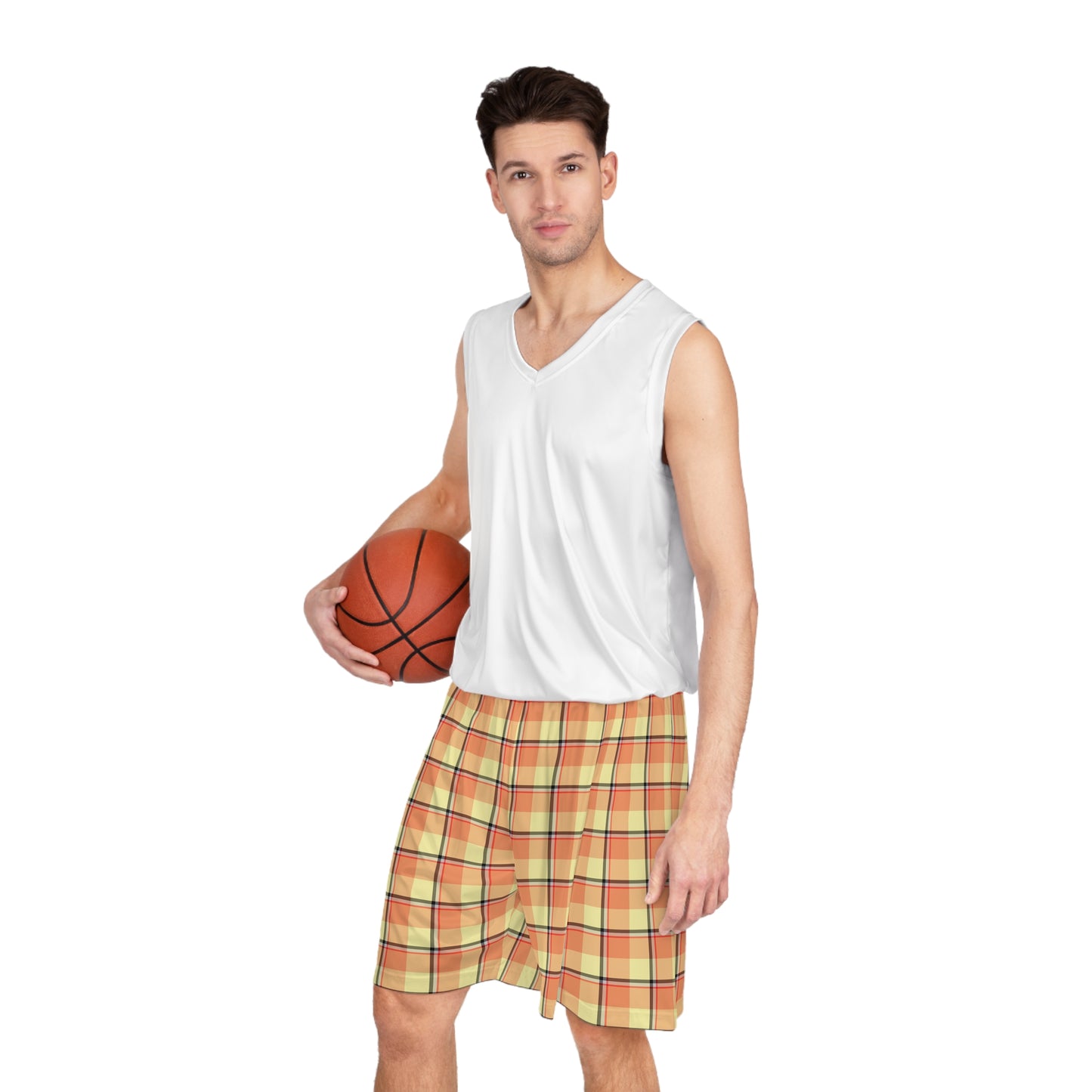 Vibrant Plaid Basketball Shorts, Casual Activewear for Athletes, Summer Sportswear, Lightweight Gym Shorts, Fun Beachwear, Festival Outfits - Celtic Scents