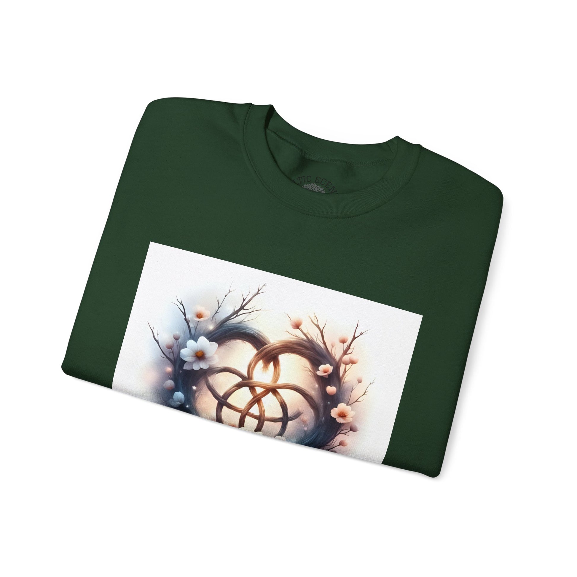 Floral Heart Crewneck Sweatshirt | Cozy Unisex Gift for Nature Lovers, Casual Wear, Spring Fashion, Eco-Friendly Style - Celtic Scents