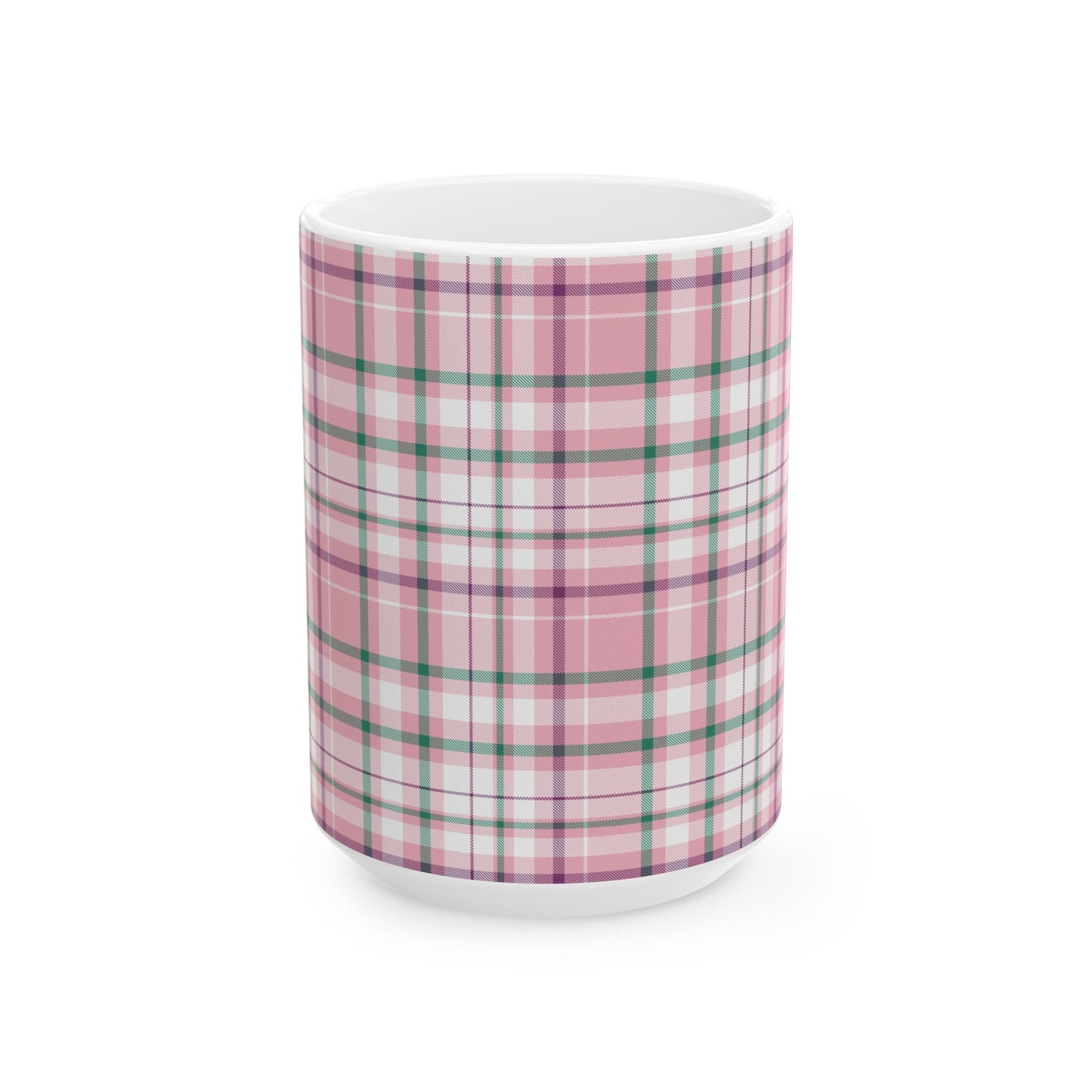 Cozy Multi Pink Plaid Mug | 11oz, 15oz Coffee Cup | Perfect for Autumn, Home Decor, Gift for Friends and Family, Warm Beverage Enjoyment - Celtic Scents