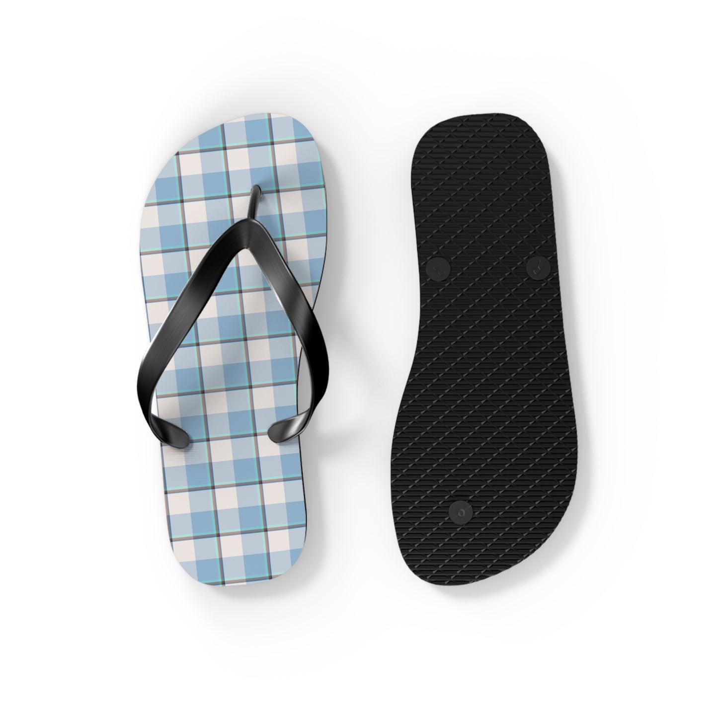 Stylish Blue Plaid Flip Flops for Summer, Beach Sandals, Casual Footwear, Vacation Shoes, Pool Essentials - Celtic Scents