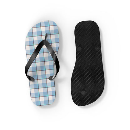 Stylish Blue Plaid Flip Flops for Summer, Beach Sandals, Casual Footwear, Vacation Shoes, Pool Essentials - Celtic Scents