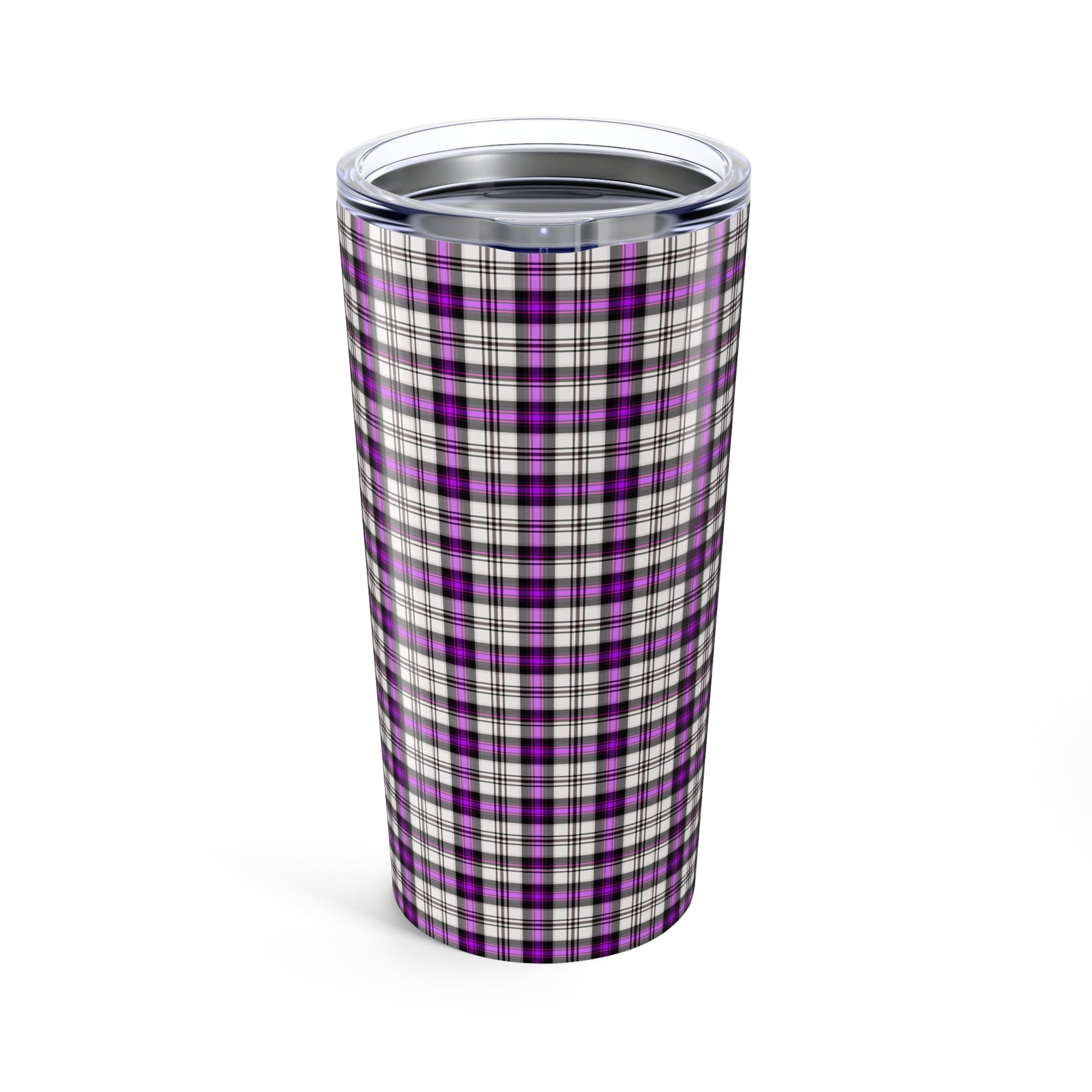Purple Plaid Tumbler, Stylish Travel Mug for Coffee, Personalized Gift, Drinkware for Home, Outdoor Adventures, Holiday Cheer - Celtic Scents