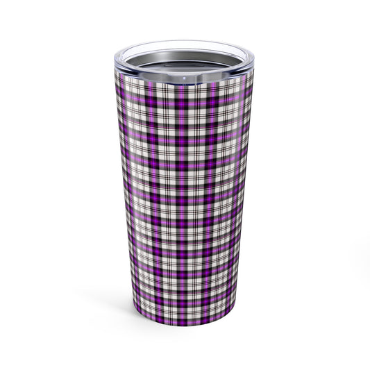 Purple Plaid Tumbler, Stylish Travel Mug for Coffee, Personalized Gift, Drinkware for Home, Outdoor Adventures, Holiday Cheer - Celtic Scents