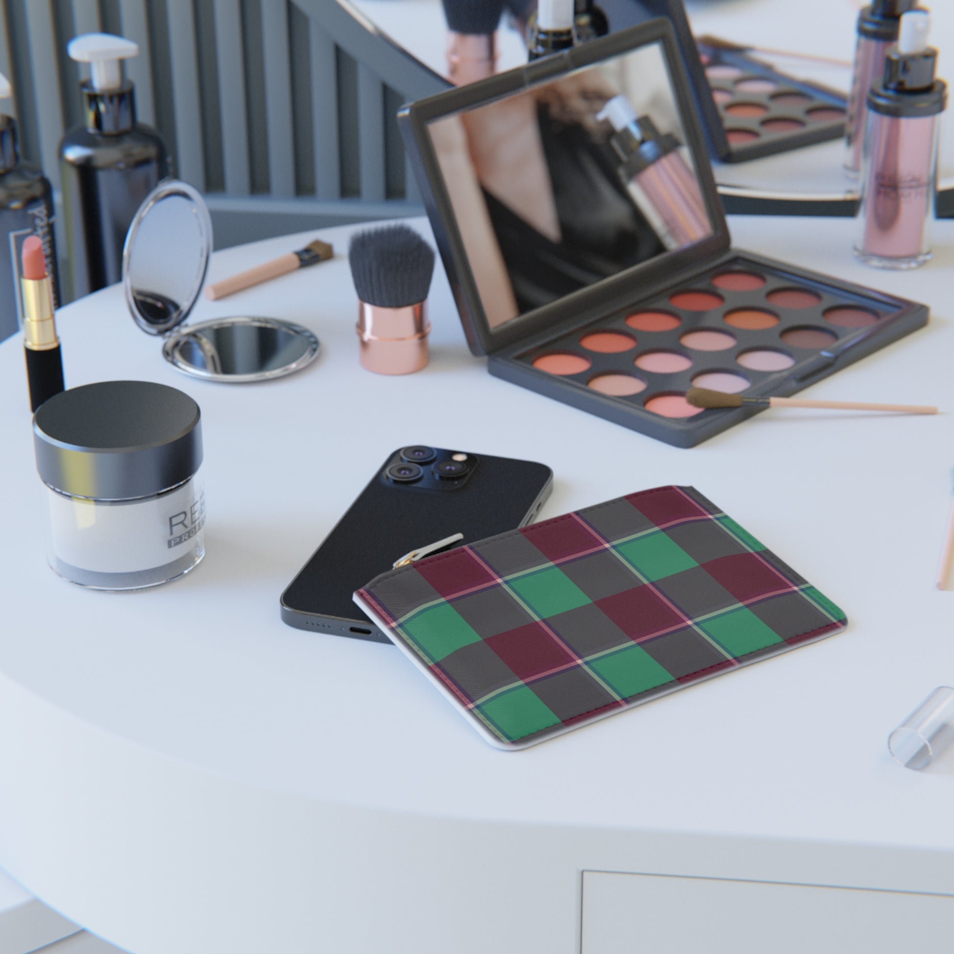 Personalized Plaid Mini Clutch Bag, Custom Zip Pouch, Stylish Accessory for Every Occasion, Gift for Her, Trendy Makeup Organizer - Celtic Scents