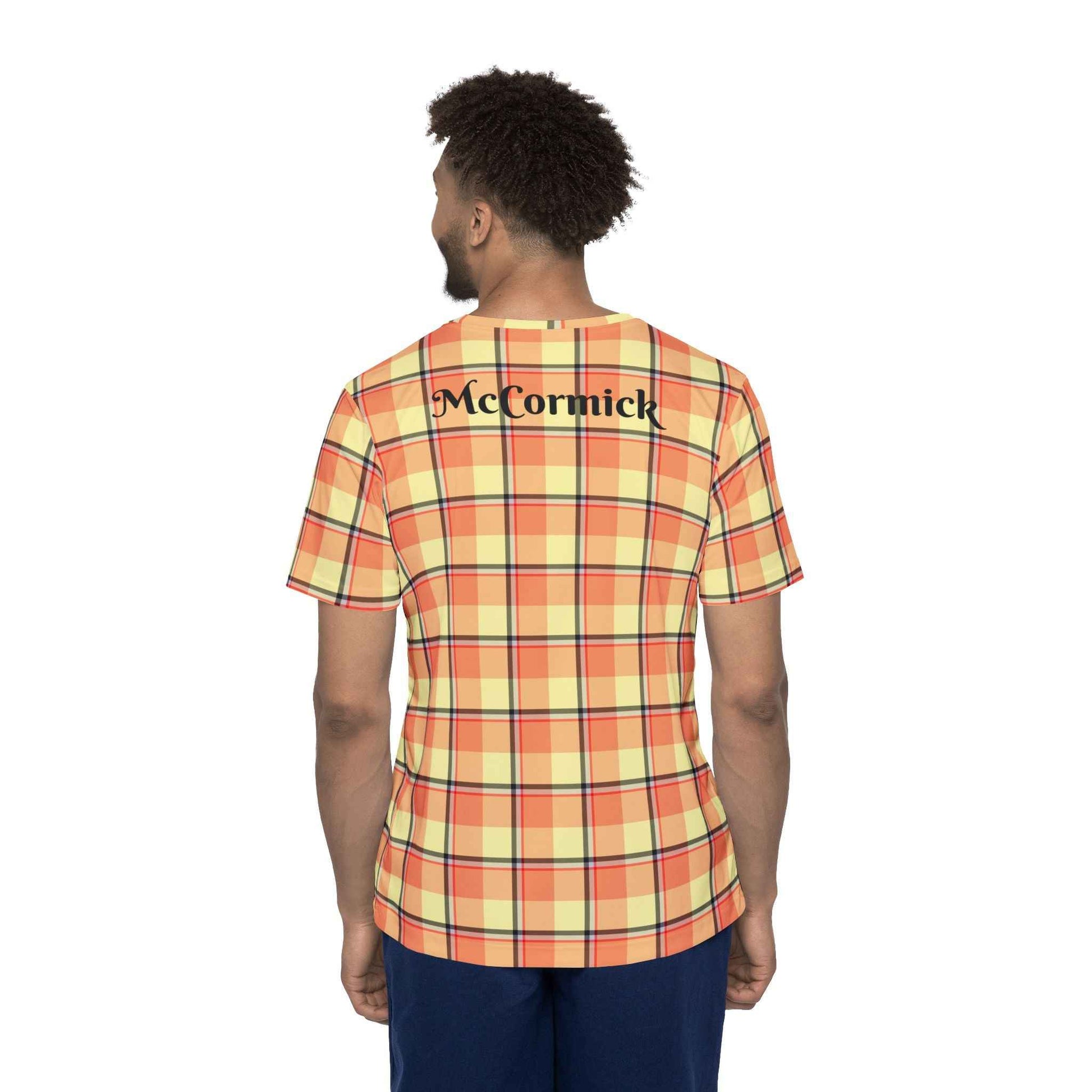 Personalized Men's Sports Jersey, Vibrant Plaid Graphic Tee, Casual Wear, Athletic Style