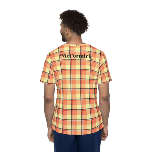 Personalized Men's Sports Jersey, Vibrant Plaid Graphic Tee, Casual Wear, Athletic Style