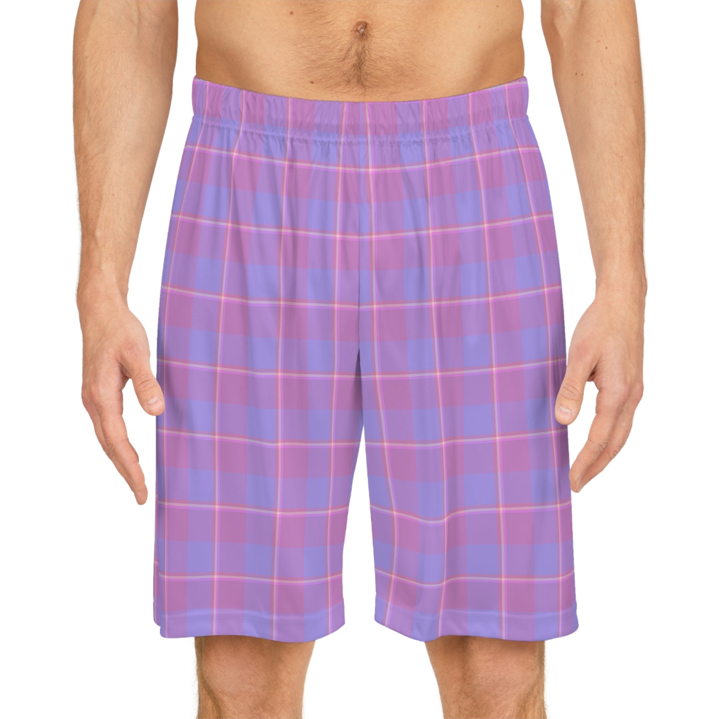 Trendy Pink Plaid Basketball Shorts, Casual Summer Wear, Athleisure, Comfy Workout Gear, Gift for Sports Lovers - Celtic Scents