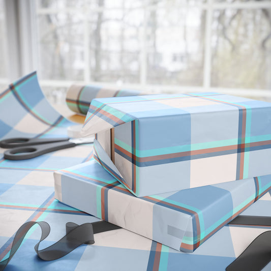 Blue Plaid Wrapping Paper, Gift Wrap for Birthdays, Holidays, Festivals, Eco-Friendly Packaging, Decorative Paper - Celtic Scents