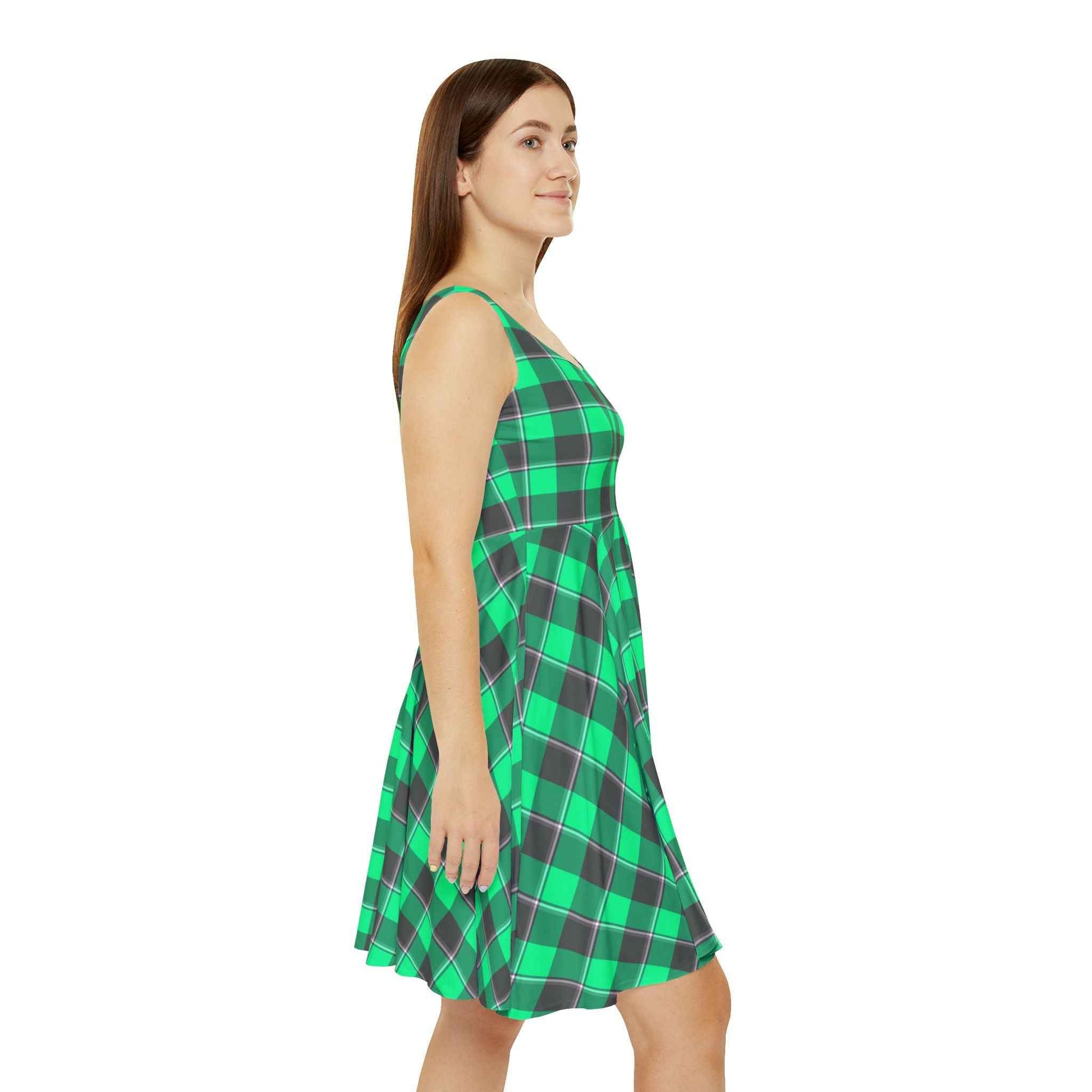 Plaid Women's Skater Dress, Casual Summer Dress, Boho Style Dress, Party Dress, Everyday Wear Dress, Holiday Dress, Gift Idea