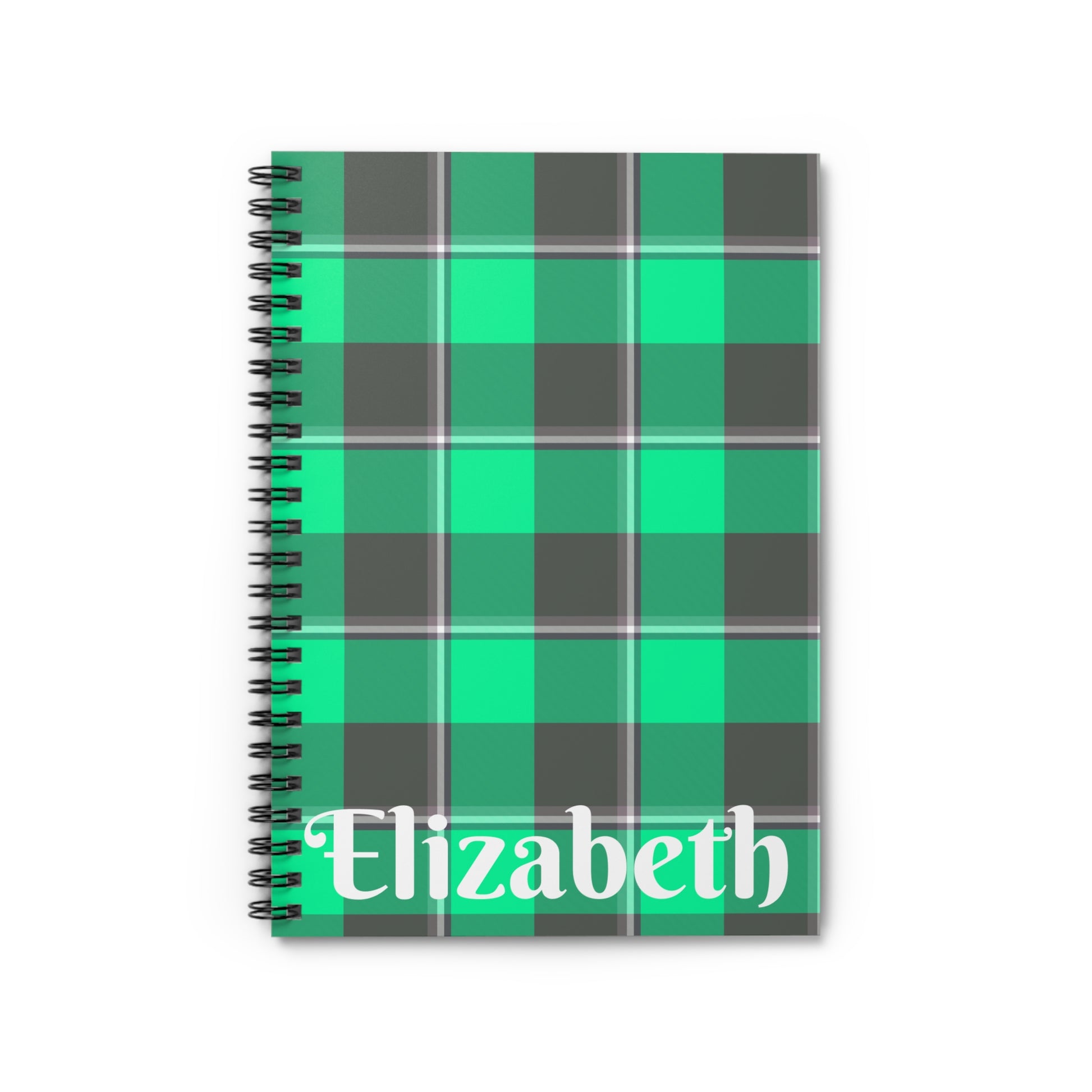 Personalized Green Plaid Spiral Notebook, Stylish School Journal, Cute Stationery, Gift for Students, Back to School Essentials - Celtic Scents