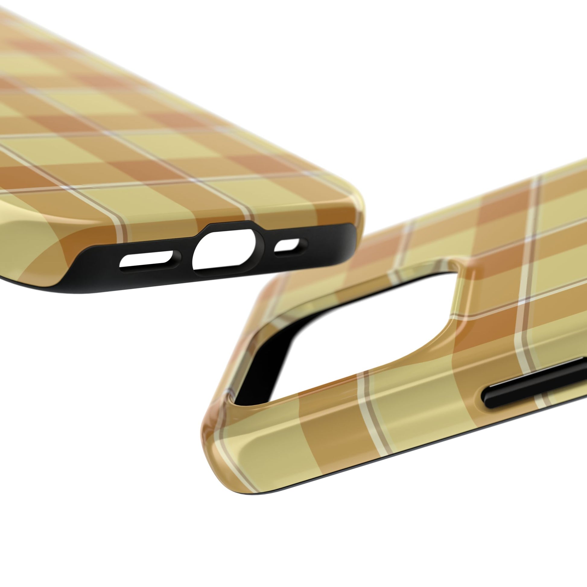 Stylish Autumn Plaid Tough Phone Cases, Trendy Phone Accessories, Durable Phone Protection, Yellow and Brown Plaid, Perfect Gift - Celtic Scents