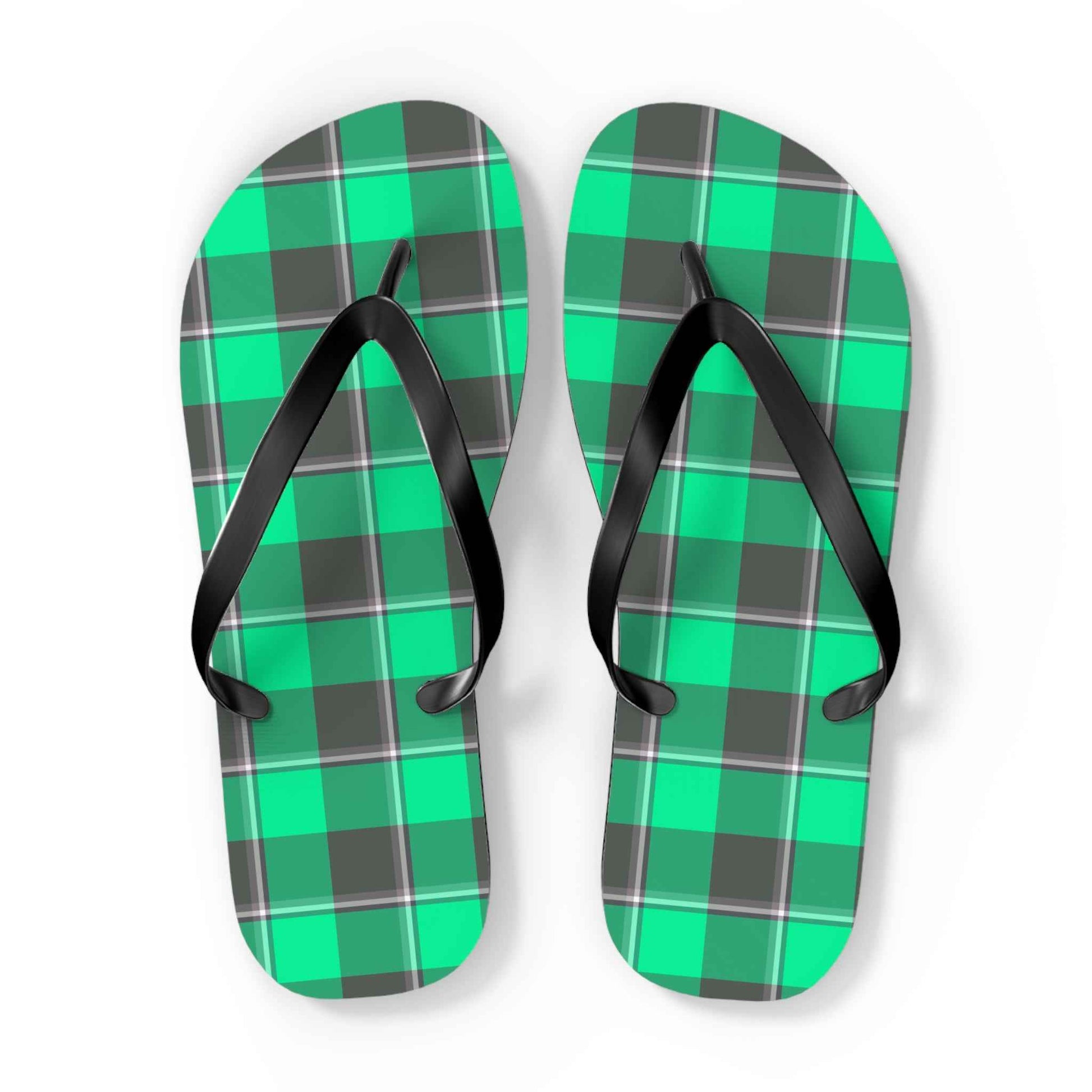 Plaid Pattern Flip Flops, Beach Sandals, Summer Footwear, Poolside Fashion, Vacation Essentials, Gifts for Her/His