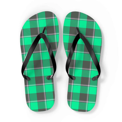 Plaid Pattern Flip Flops, Beach Sandals, Summer Footwear, Poolside Fashion, Vacation Essentials, Gifts for Her/His