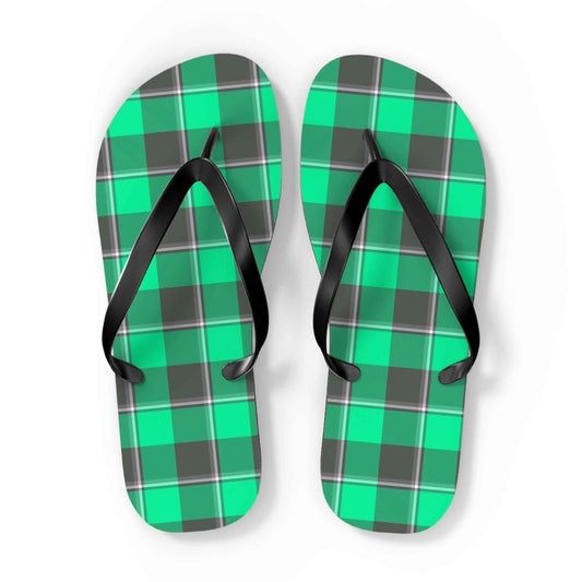 Plaid Pattern Flip Flops, Beach Sandals, Summer Footwear, Poolside Fashion, Vacation Essentials, Gifts for Her/His