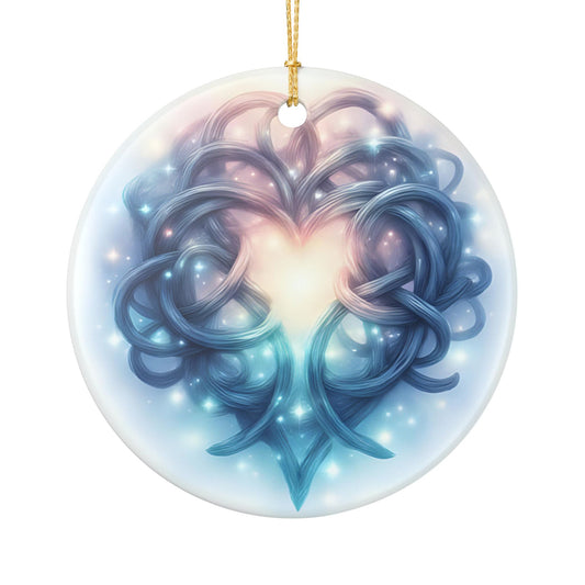 Heart-Shaped Ceramic Ornament, Unique Tree Decoration, Gift for Couples, Holiday Decor, Home Accessories, Boho Style - Celtic Scents