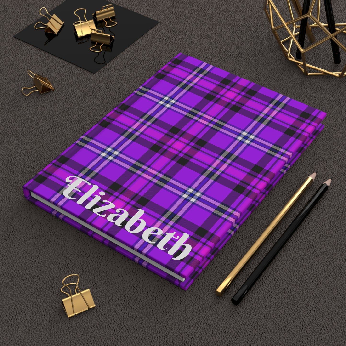 Personalized Purple Plaid Hardcover Journal, Custom Journal, Note Book, Planner, Writing Journal, Gift for Her, Stationery - Celtic Scents