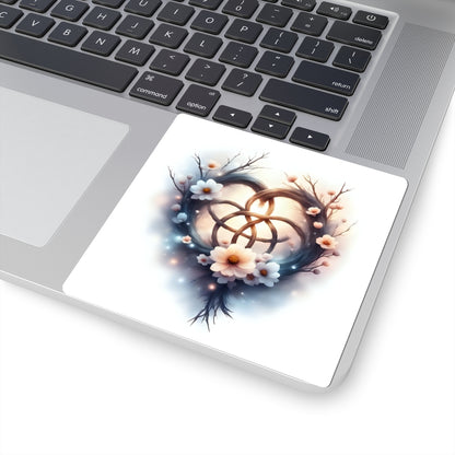 Romantic Floral Kiss-Cut Stickers, Heart Design with Flowers, Perfect for Laptop, Water Bottle, Gifts, Scrapbooking, Wedding Decor - Celtic Scents