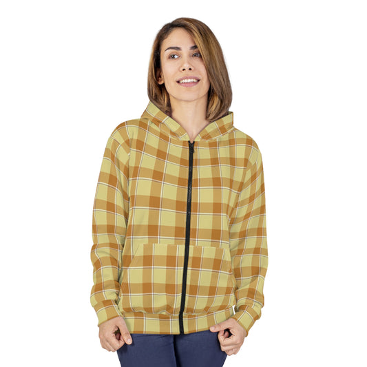 Stylish Unisex Zip Hoodie in Warm Plaid, Cozy Layering, Perfect Gift, Casual Fashion, Autumn & Winter Essential, Outdoor Adventures - Celtic Scents