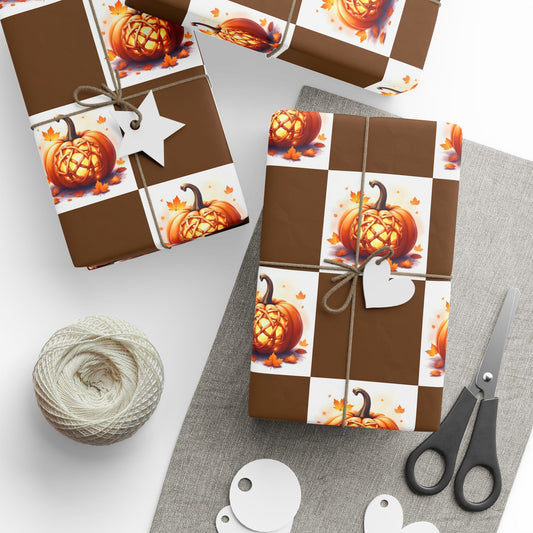 Festive Wrapping Paper Rolls, Autumn Gift Wrap, Halloween Decor, Eco-Friendly Gift Wrapping, Seasonal Wrapping Sheets, Pumpkin