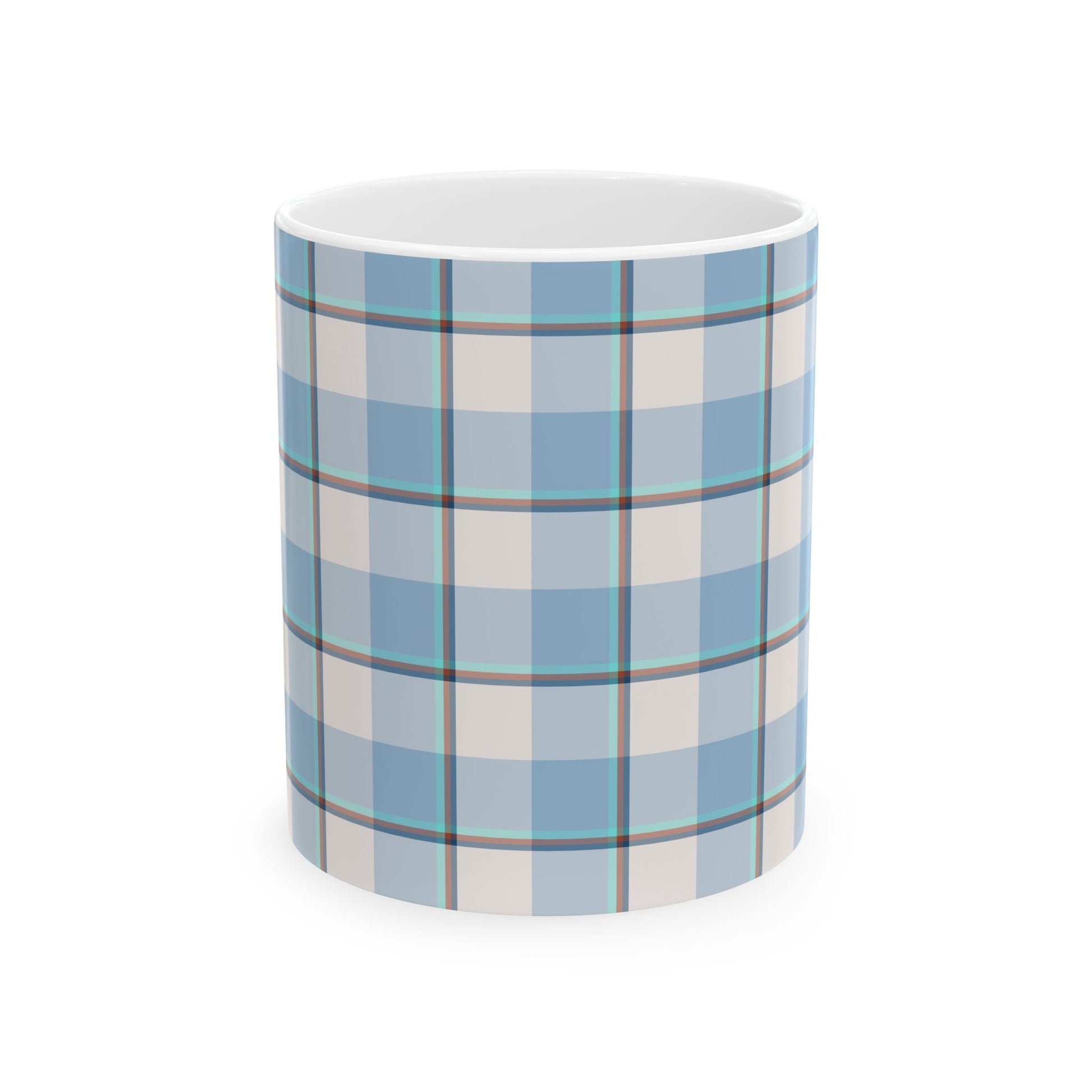 Plaid Ceramic Mug, Blue Checkered Coffee Cup, Cozy Kitchen Decor, Perfect for Gifting, Birthday, Christmas, Everyday Use - Celtic Scents