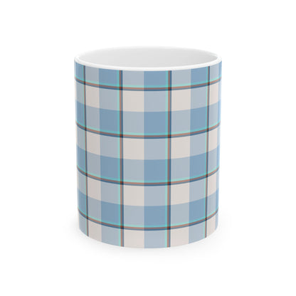 Plaid Ceramic Mug, Blue Checkered Coffee Cup, Cozy Kitchen Decor, Perfect for Gifting, Birthday, Christmas, Everyday Use - Celtic Scents