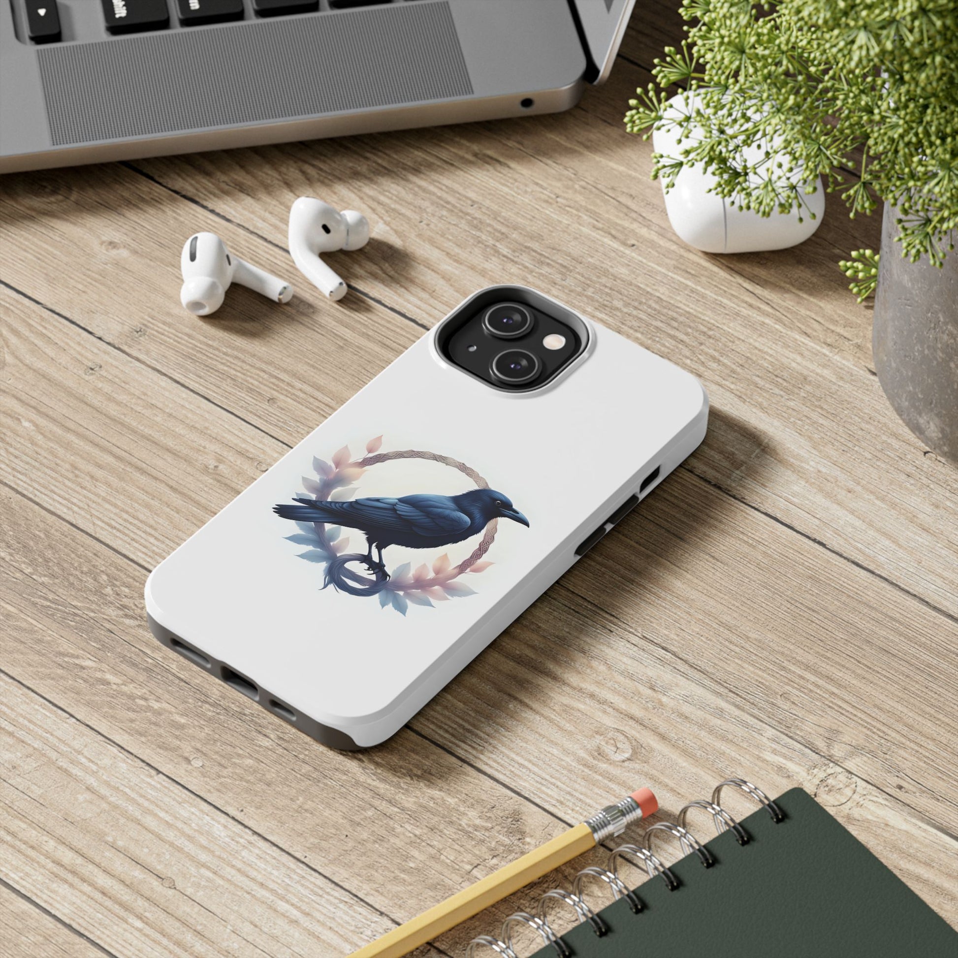 Raven Design Phone Case | Tough Protector Case, Gift for Bird Lovers, Unique Cell Phone Cover, Gothic or Nature Inspired - Celtic Scents