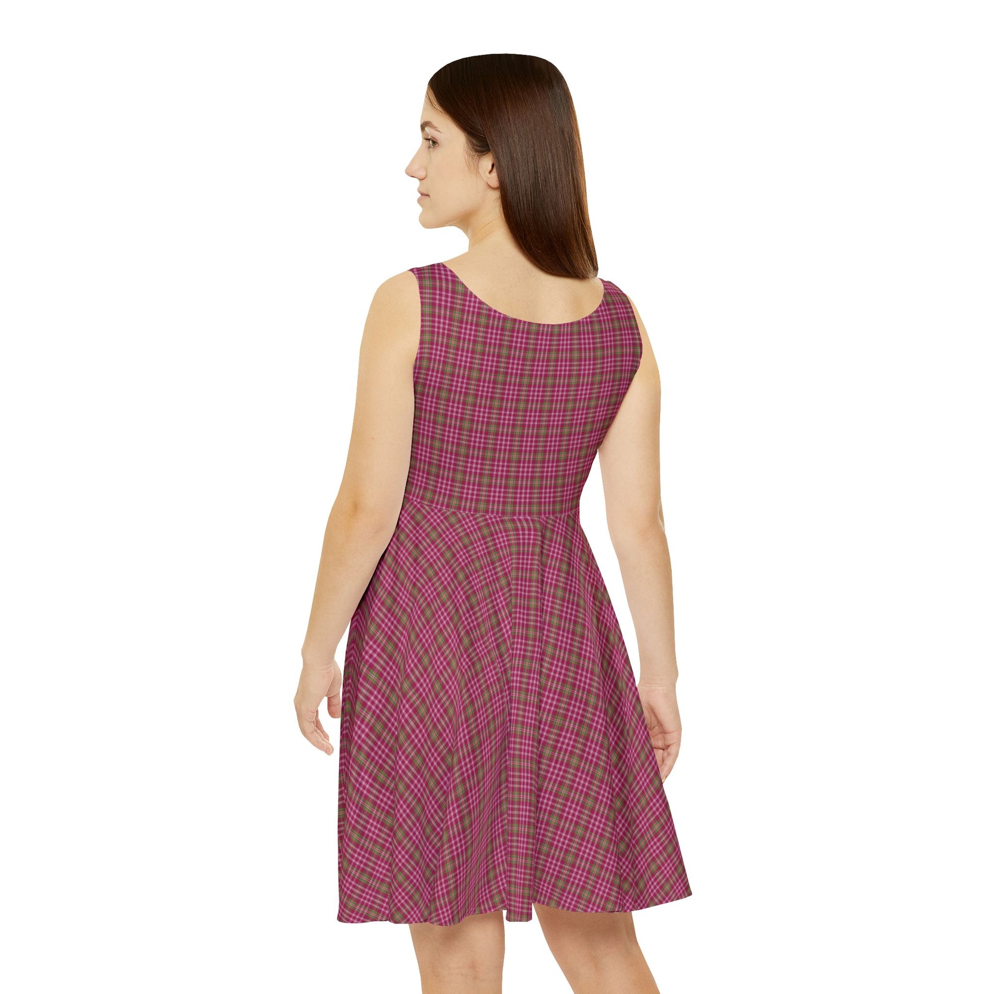 Chic Women's Skater Dress, Cute Casual Dress, Summer Outfit, Flirty Style, Pink Plaid Pattern, Girls' Day Out Dress - Celtic Scents