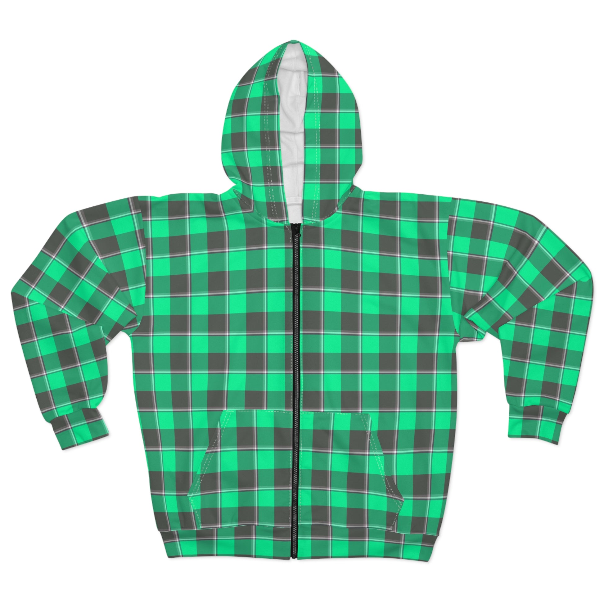 Unisex Plaid Zip Hoodie, Cozy Layering, Casual Wear, Perfect for Fall, Gifts for Him and Her, Everyday Comfort - Celtic Scents