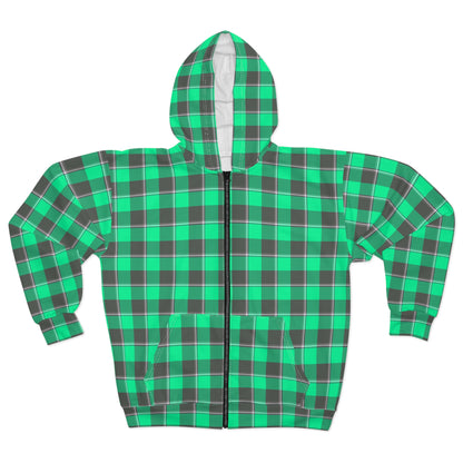 Unisex Plaid Zip Hoodie, Cozy Layering, Casual Wear, Perfect for Fall, Gifts for Him and Her, Everyday Comfort - Celtic Scents
