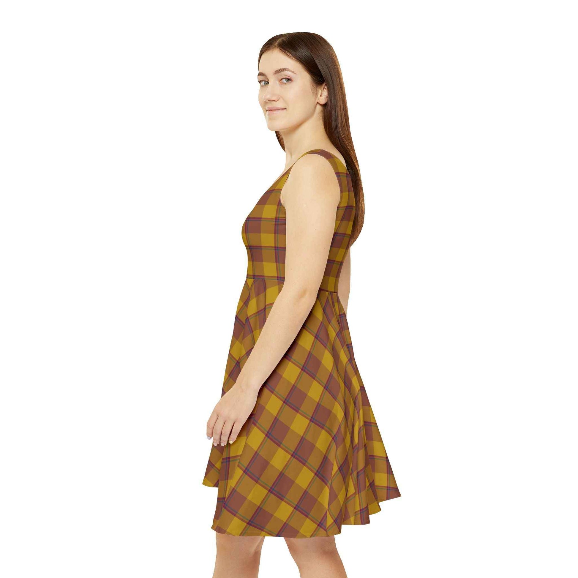 Autumn Plaid Skater Dress | Casual Day Dress, Fall Fashion, Vintage Style, Everyday Wear, Special Occasions, Perfect Gift