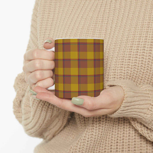 Autumn Plaid Ceramic Mug, 11 oz and 15 oz Sizes, Perfect for Coffee Lovers, Gift Ideas, Holidays, Birthdays