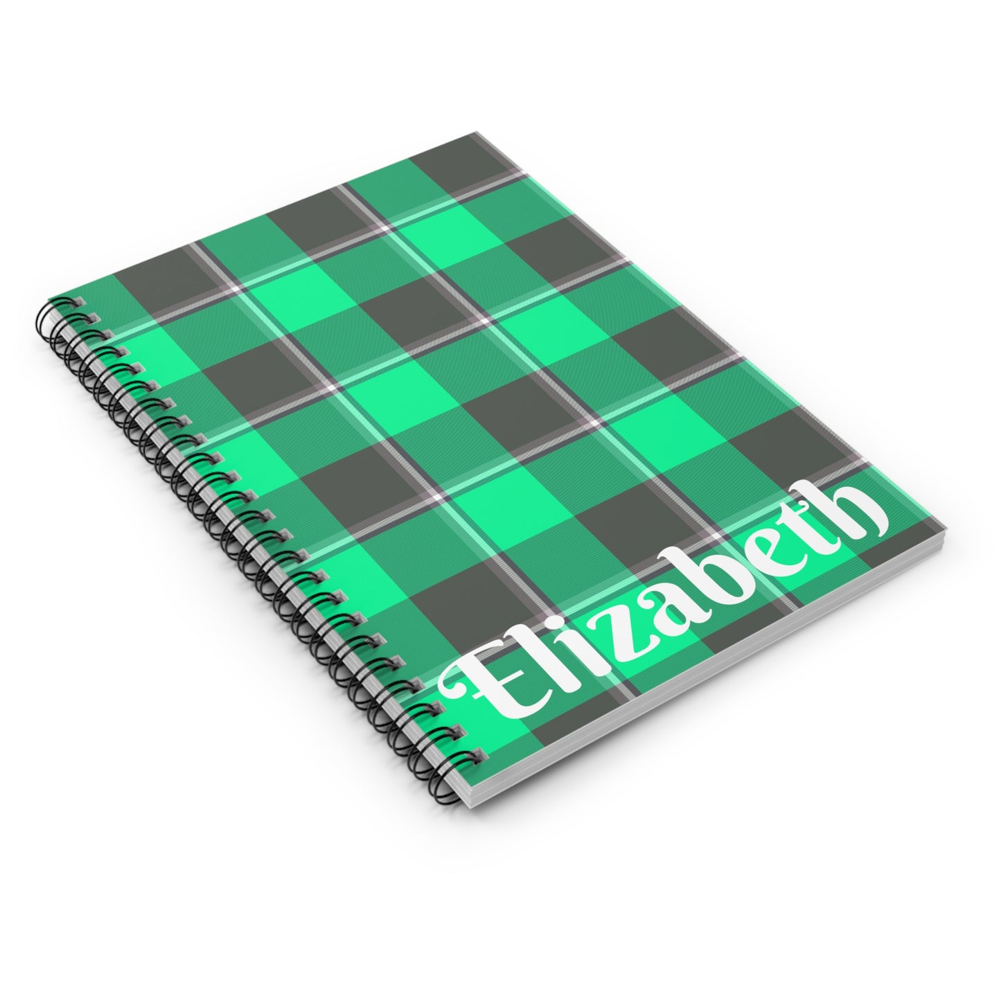 Personalized Green Plaid Spiral Notebook, Stylish School Journal, Cute Stationery, Gift for Students, Back to School Essentials - Celtic Scents
