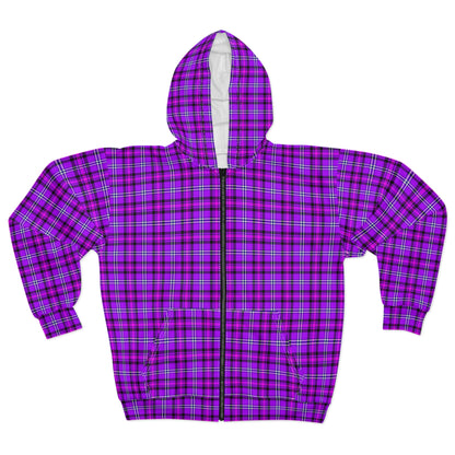Stylish Plaid Unisex Zip Hoodie, Cozy Oversized Jacket, Casual Wear, Perfect for Fall, Great Gift for All Occasions - Celtic Scents