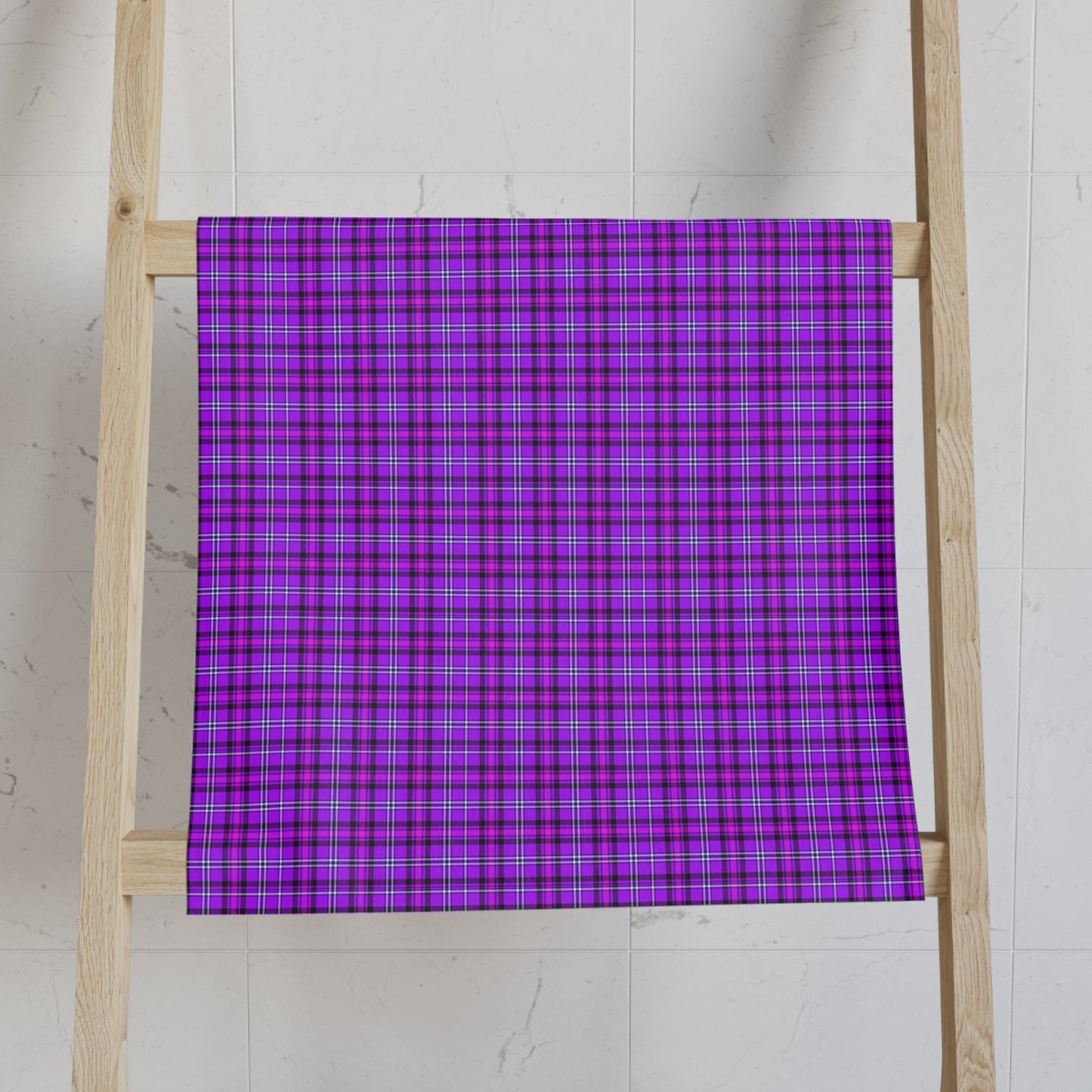Purple Plaid Hand Towel, Cozy Kitchen Decor, Gift for Her, Bathroom Essentials, Picnic Accessory, Home Textile