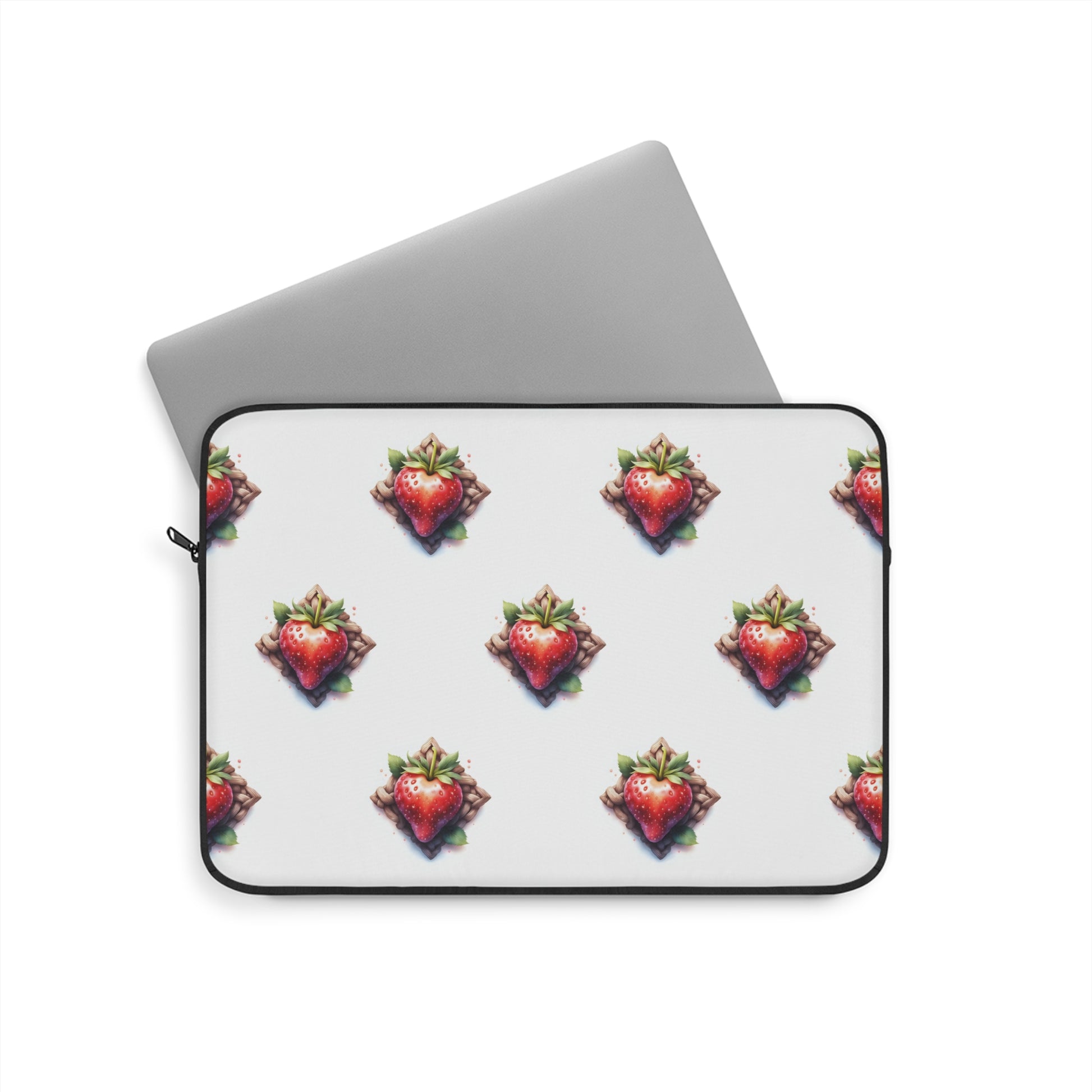Cute Strawberry Laptop Sleeve, Floral Tech Accessory, Gift for Her, Cute School Supplies, Strawberry Design - Celtic Scents