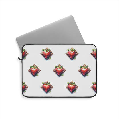 Cute Strawberry Laptop Sleeve, Floral Tech Accessory, Gift for Her, Cute School Supplies, Strawberry Design - Celtic Scents