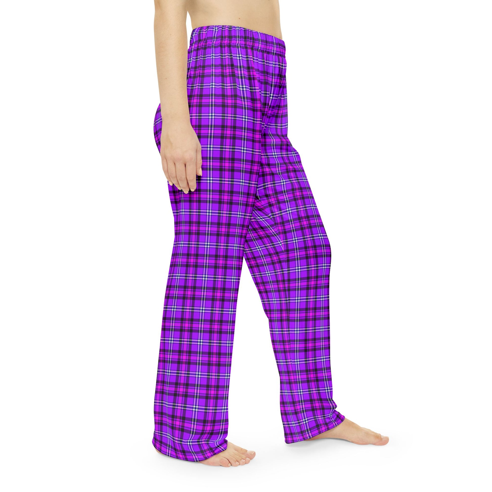 Cozy Women's Pajama Pants with Purple Plaid Design, Comfortable Sleepwear, Ideal for Lounging, Gift for Her, Home Wear - Celtic Scents