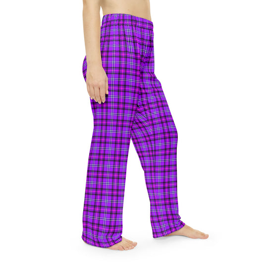 Cozy Women's Pajama Pants with Purple Plaid Design, Comfortable Sleepwear, Ideal for Lounging, Gift for Her, Home Wear - Celtic Scents