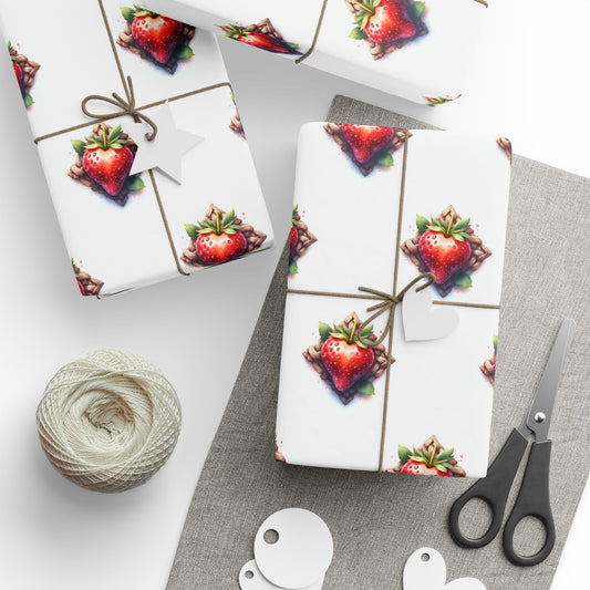 Strawberry Print Wrapping Paper, Gift Wrap for Any Occasion, Christmas, Birthdays, Eco-Friendly Packaging