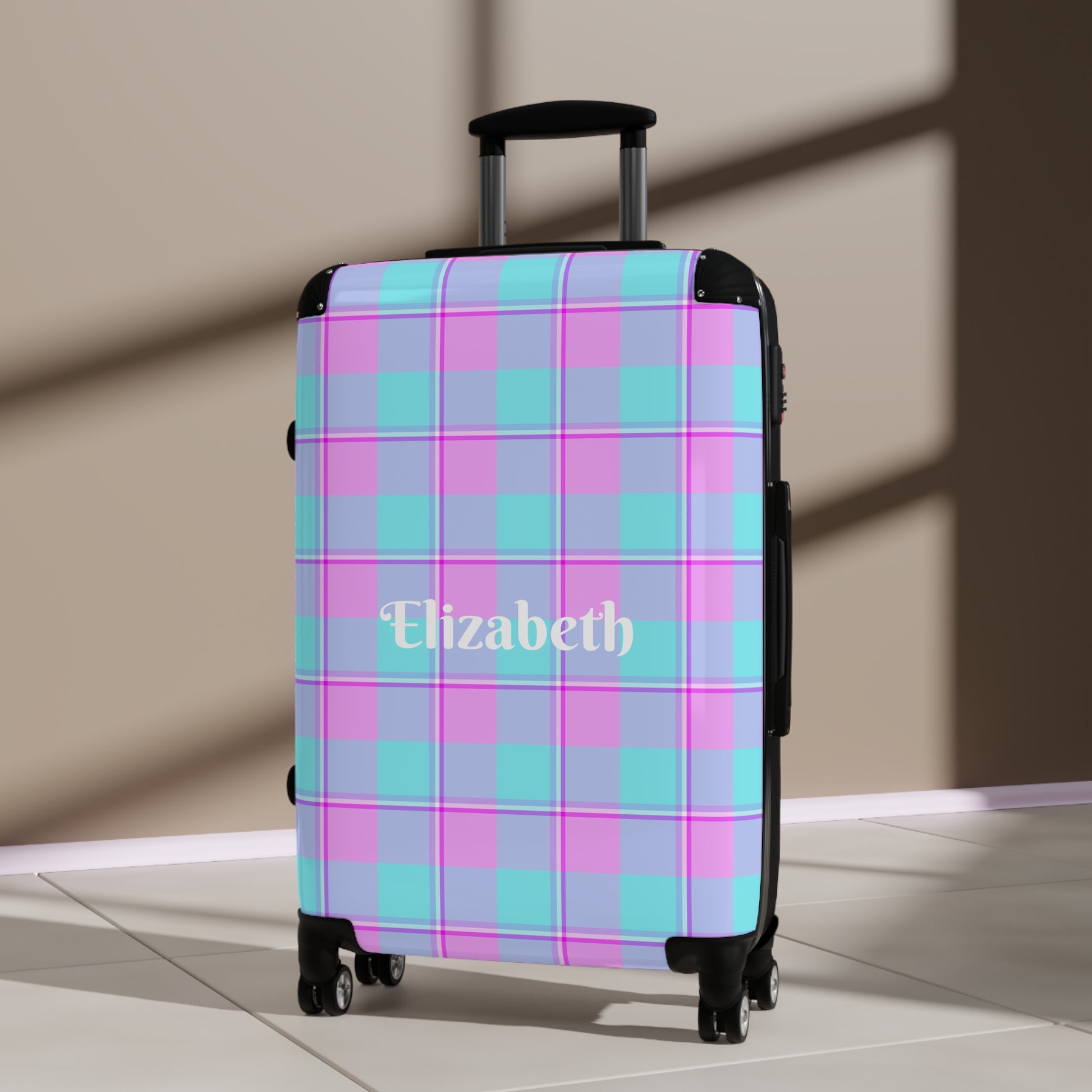 Personalized Plaid Suitcase, Custom Travel Luggage, Stylish Carry-On, Gift for Travelers, Airport Essentials - Celtic Scents